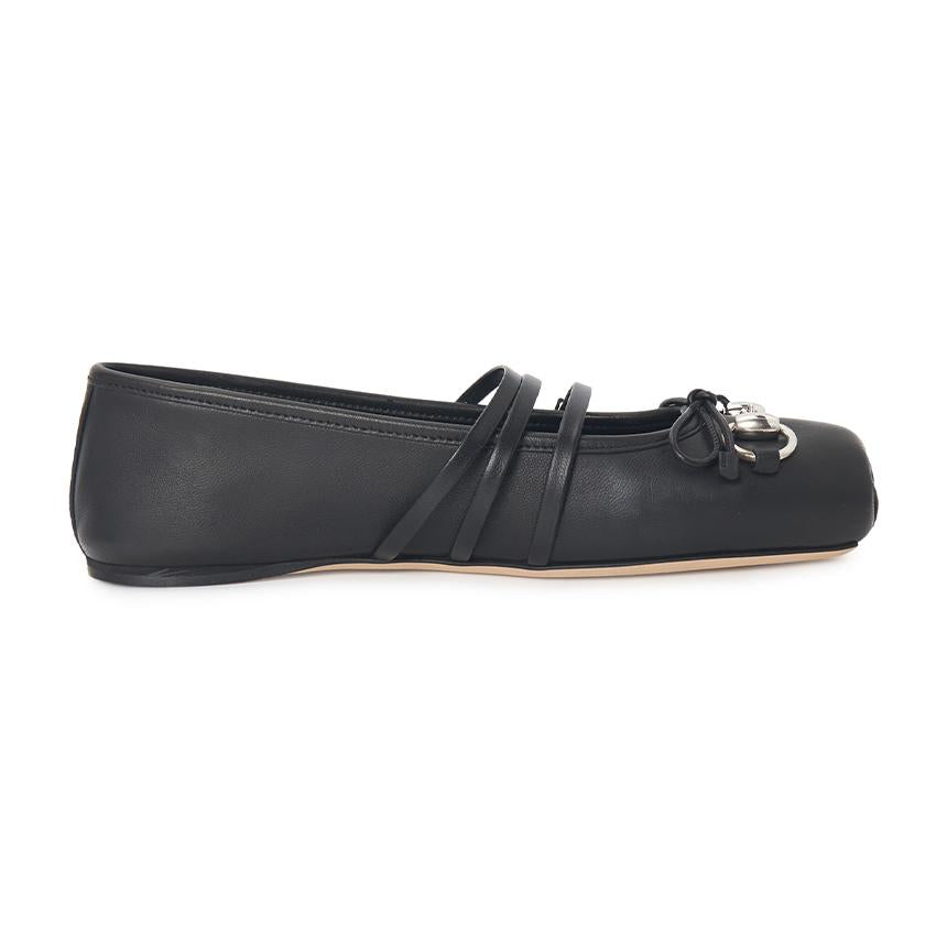 GUCCI Horsebit Leather Flats Black Women’s Flat Shoes