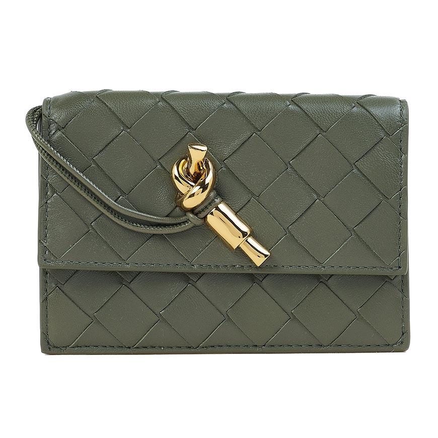 Bottega Veneta Andiamo Zip Card Holder Green Leather Women’s