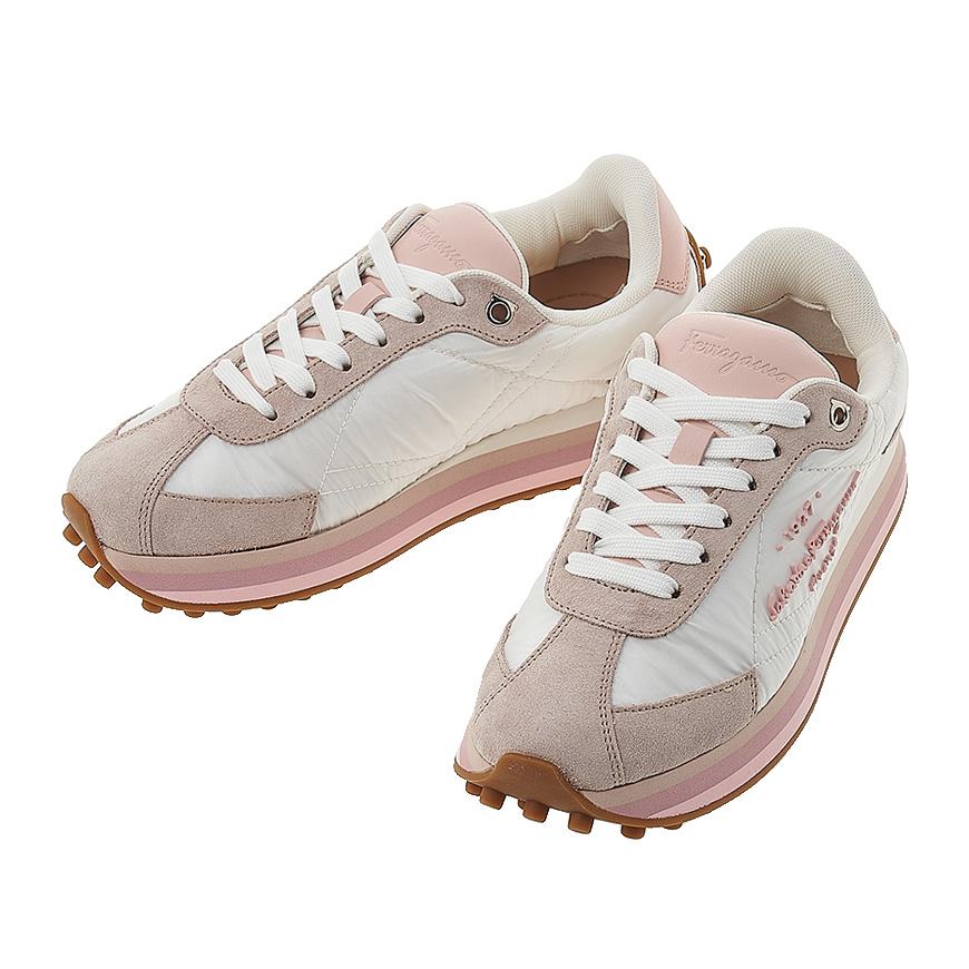 Ferragamo Women's Logo Low Top Sneakers Pink Lemon 0756564