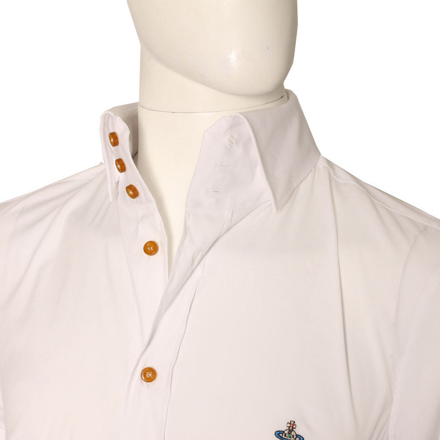 Vivienne Westwood Men's Orb Logo White Long Sleeve Shirt