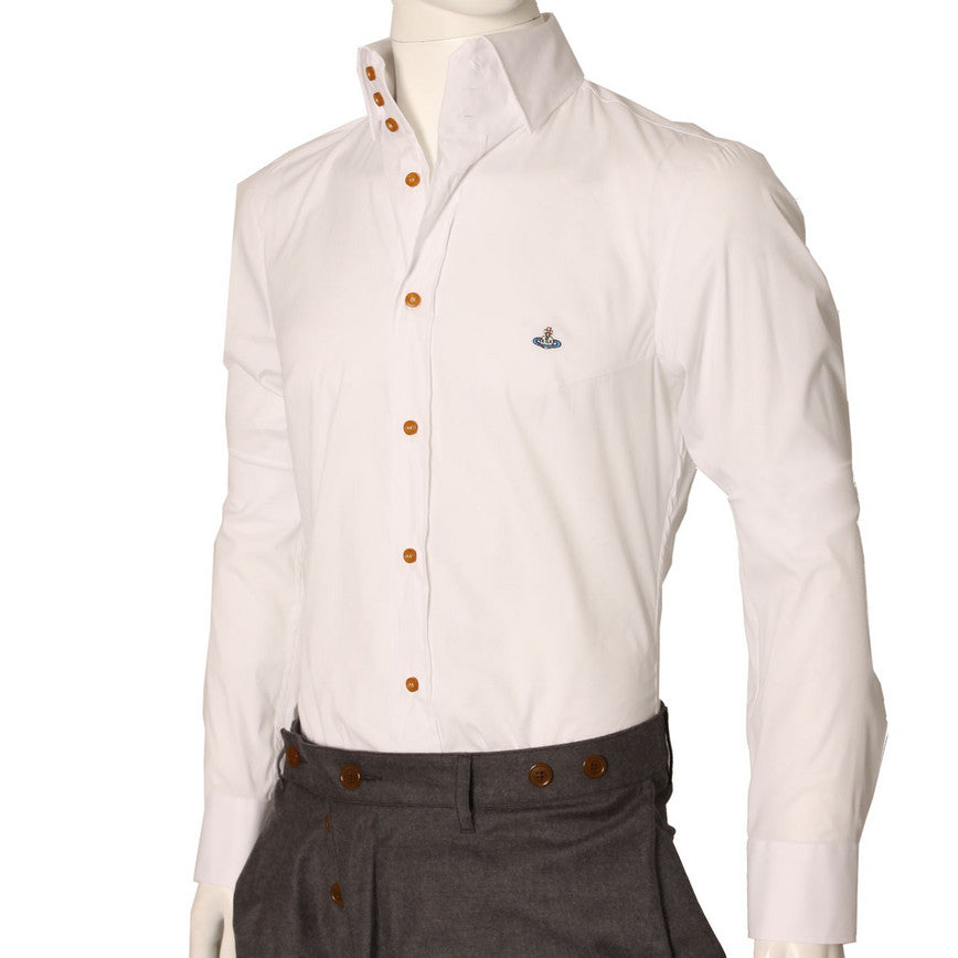 Vivienne Westwood Men's Orb Logo White Long Sleeve Shirt