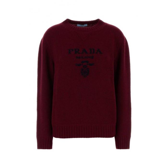 PRADA Women's Cashmere Wool Logo Crewneck Knit Sweater 1YMW F0399