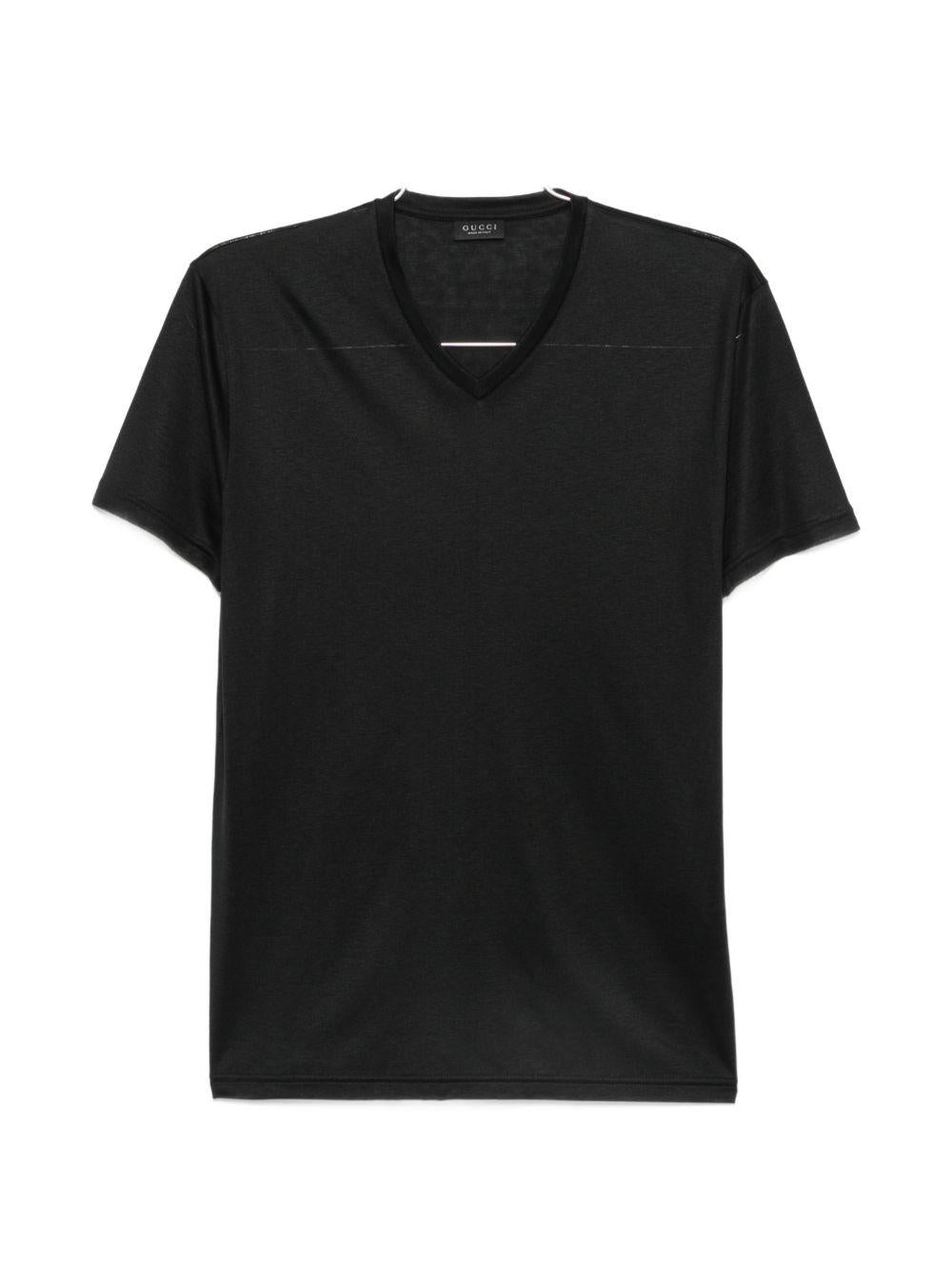 GUCCI Black Cotton Short Sleeve T-Shirt for Men