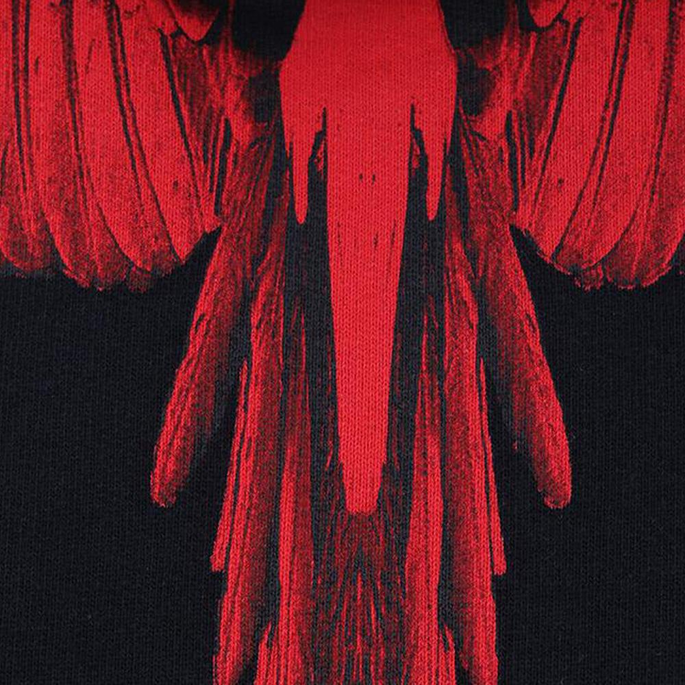 Marcelo Burlon Red Wing Print Black Hoodie for Men CMBB007 E1850 6001 1020