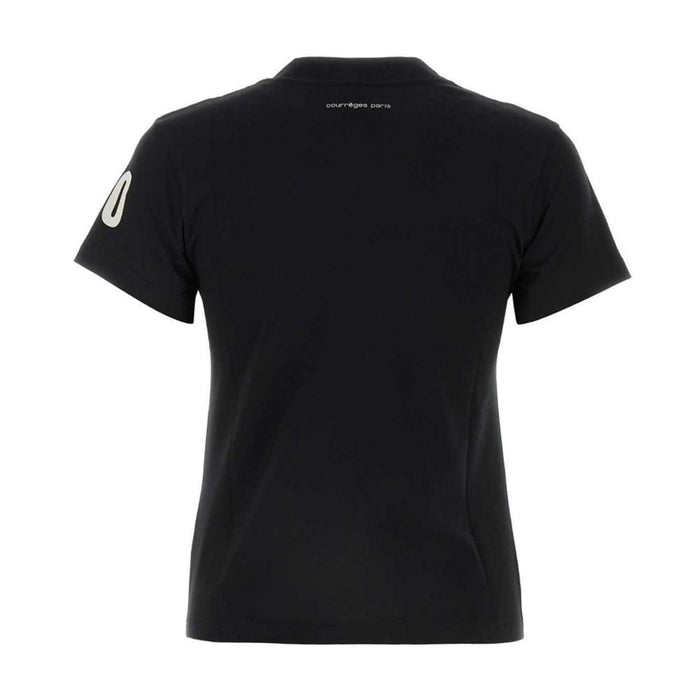 courreges Logo Straight T-Shirt Black Cotton