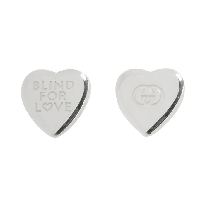 GUCCI Blind For Love Stud Earrings Silver-Tone Jewelry