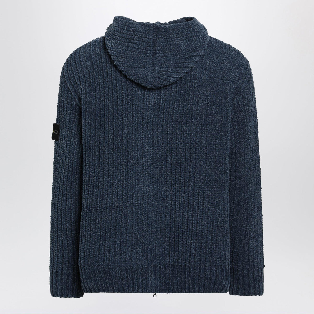 STONE ISLAND Black Wool Knit Zip-Up Sweater