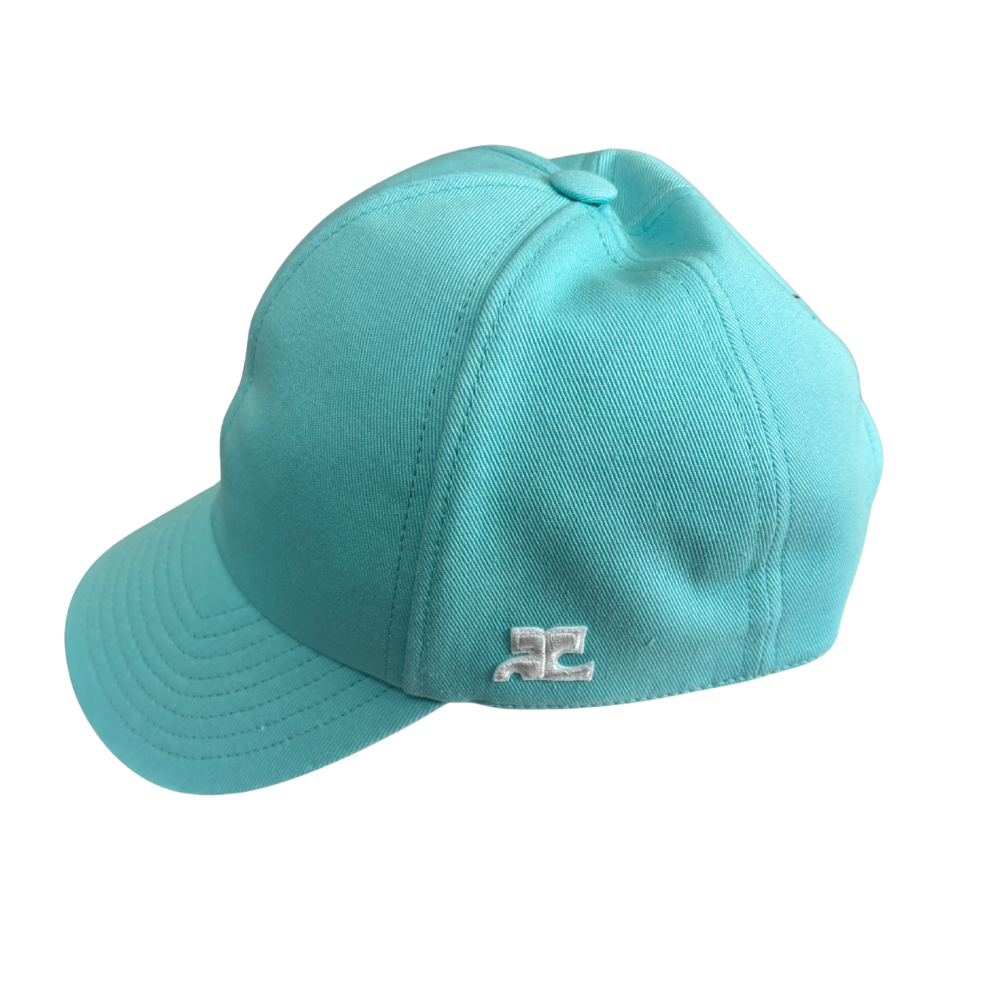 courreges Turquoise Cotton Signature Logo Baseball Cap W2AAX23221