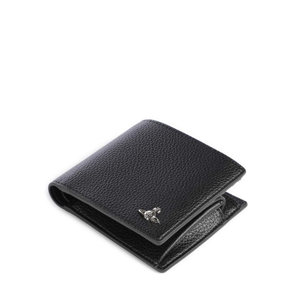 Vivienne Westwood Black Leather Coin Pocket Bifold Wallet