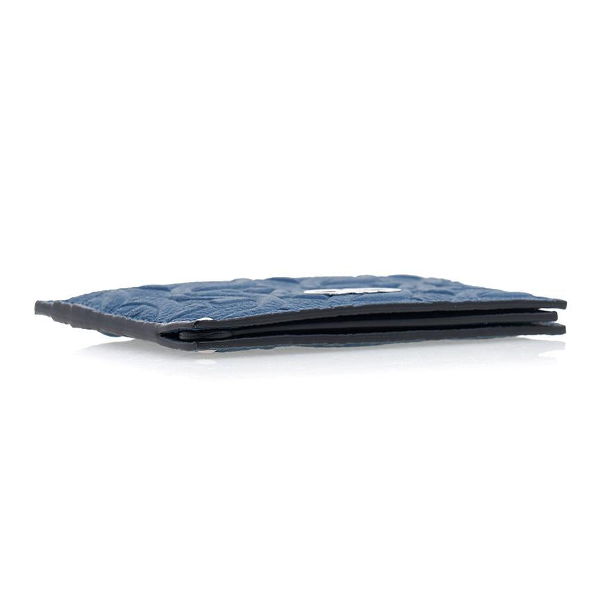 Ferragamo Gancini Leather Card Holder for Men 66 1121 DENIM 0758019