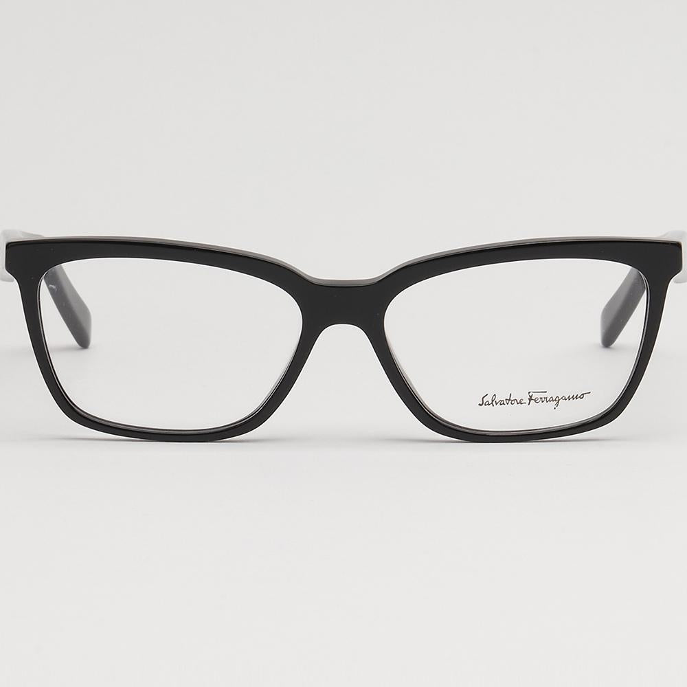 Ferragamo Black Acetate Logo Pattern Unisex Eyeglass Frames SF2904 001