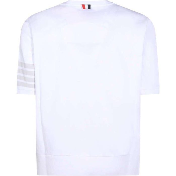 THOM BROWNE Diagonal Logo White Short-Sleeve T-Shirt Unisex
