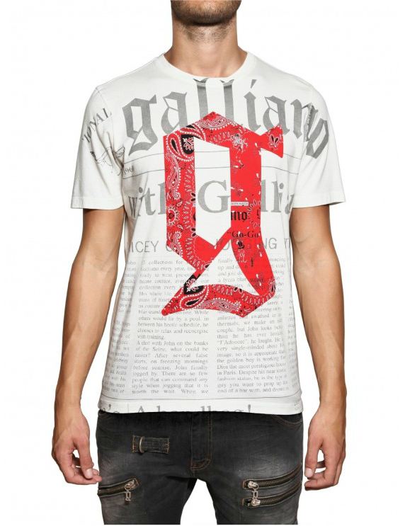 John Galliano Logo Print Cotton T-Shirt Men’s