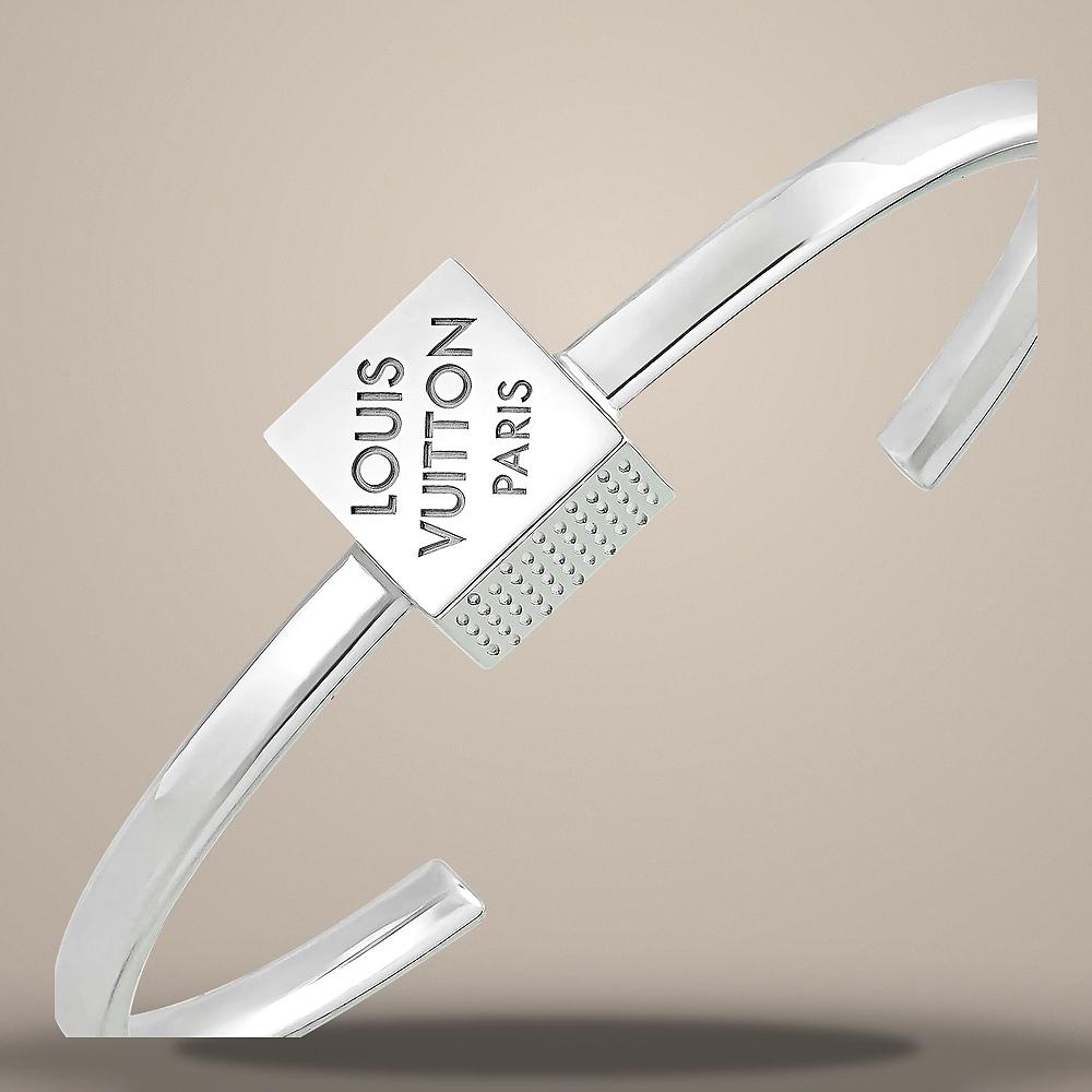 Louis Vuitton Sterling Silver LV Cube Bracelet Silver