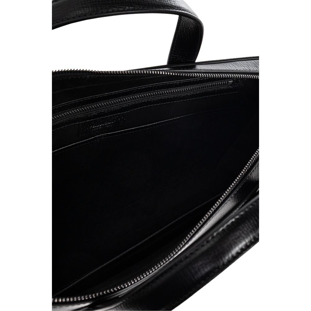 Ferragamo Gancini Leather Briefcase Black Men's Bag