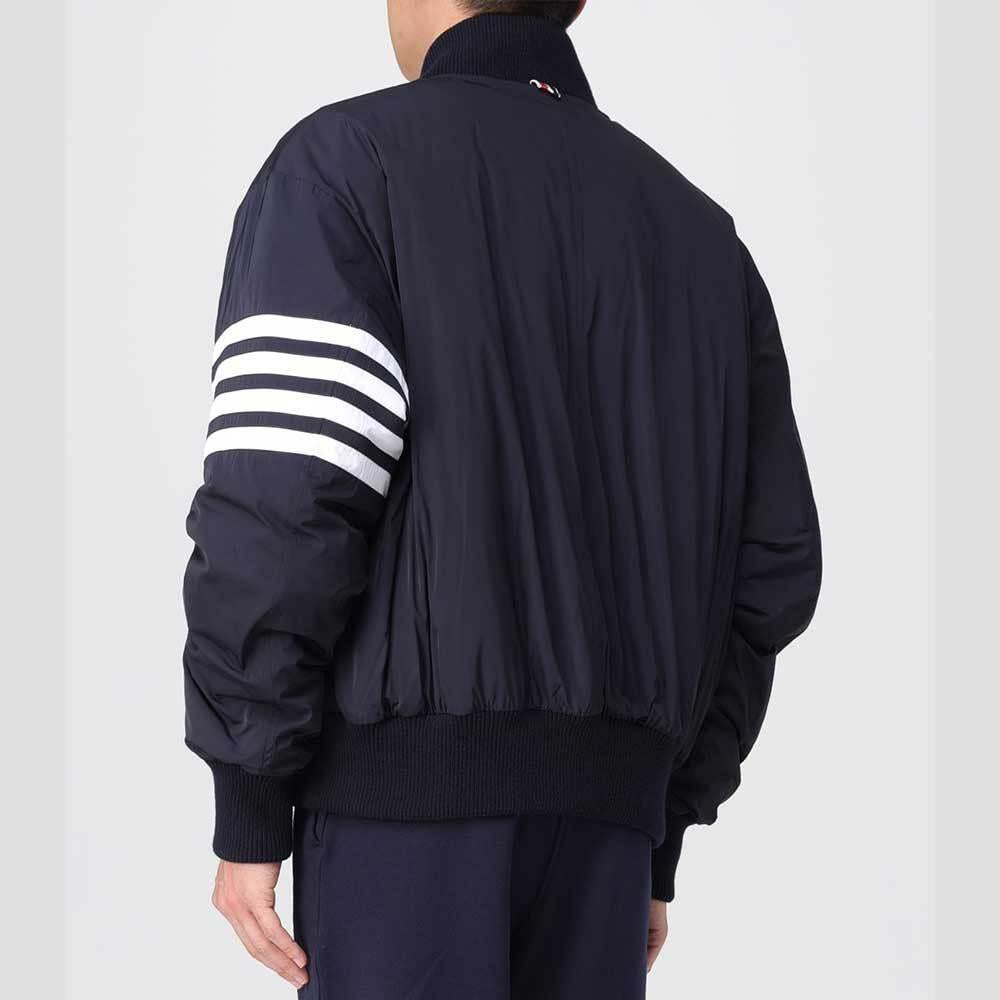 THOM BROWNE 4-Bar Stripe Poly Twill Oversized Blouson Jacket Navy
