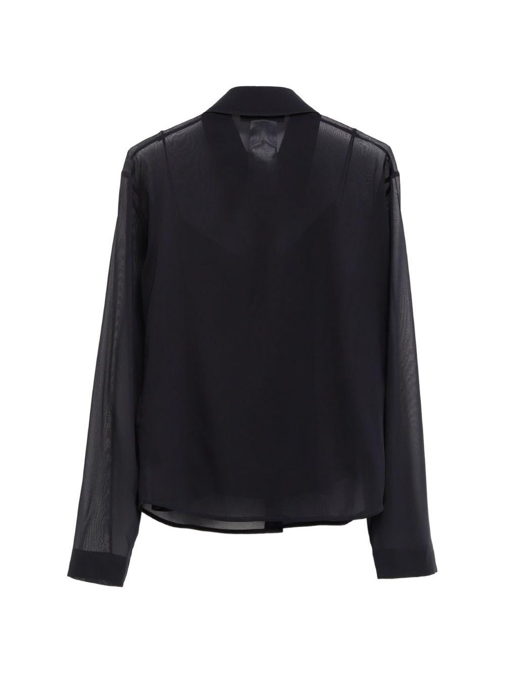 GUCCI Long Sleeve Blouse Black Cotton Shirt