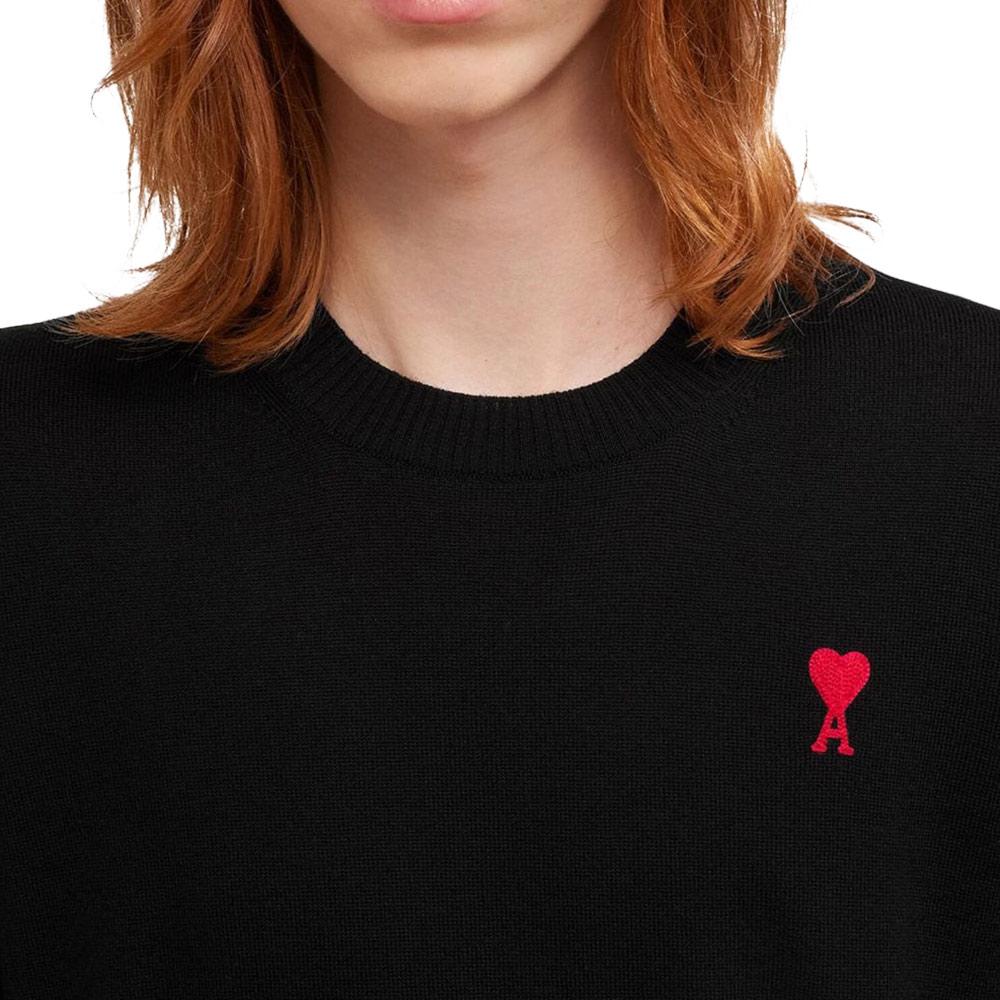 AMI Chainstitch Heart Logo Merino Wool Crewneck Sweater Unisex