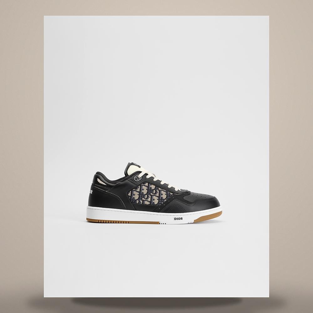 DIOR B27 Uptown Low-Top Sneakers Black Calfskin Beige Black Dior Oblique Jacquar