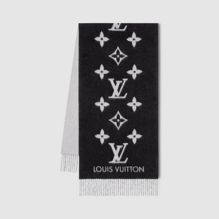 Louis Vuitton Reykjavik Scarf Wool Monogram Gray Scarf
