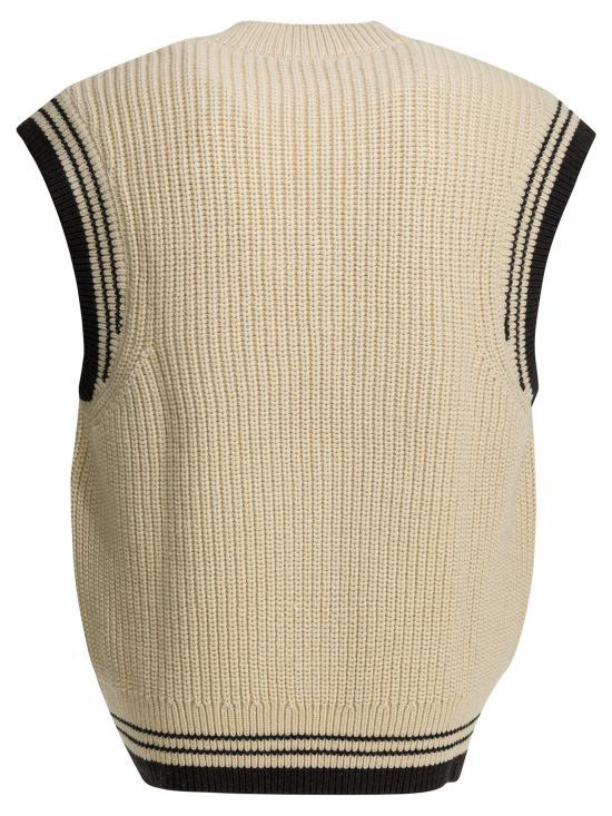 AMI White Cream Knit Vest UKS865 KN0161