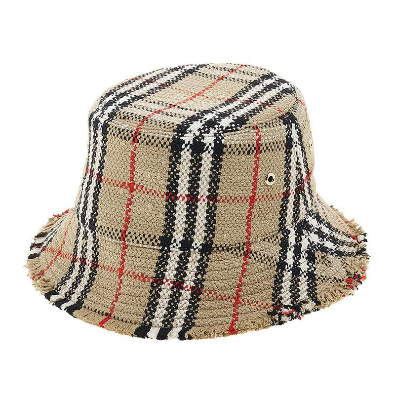 BURBERRY Check Bouclé Tweed Bucket Hat Unisex