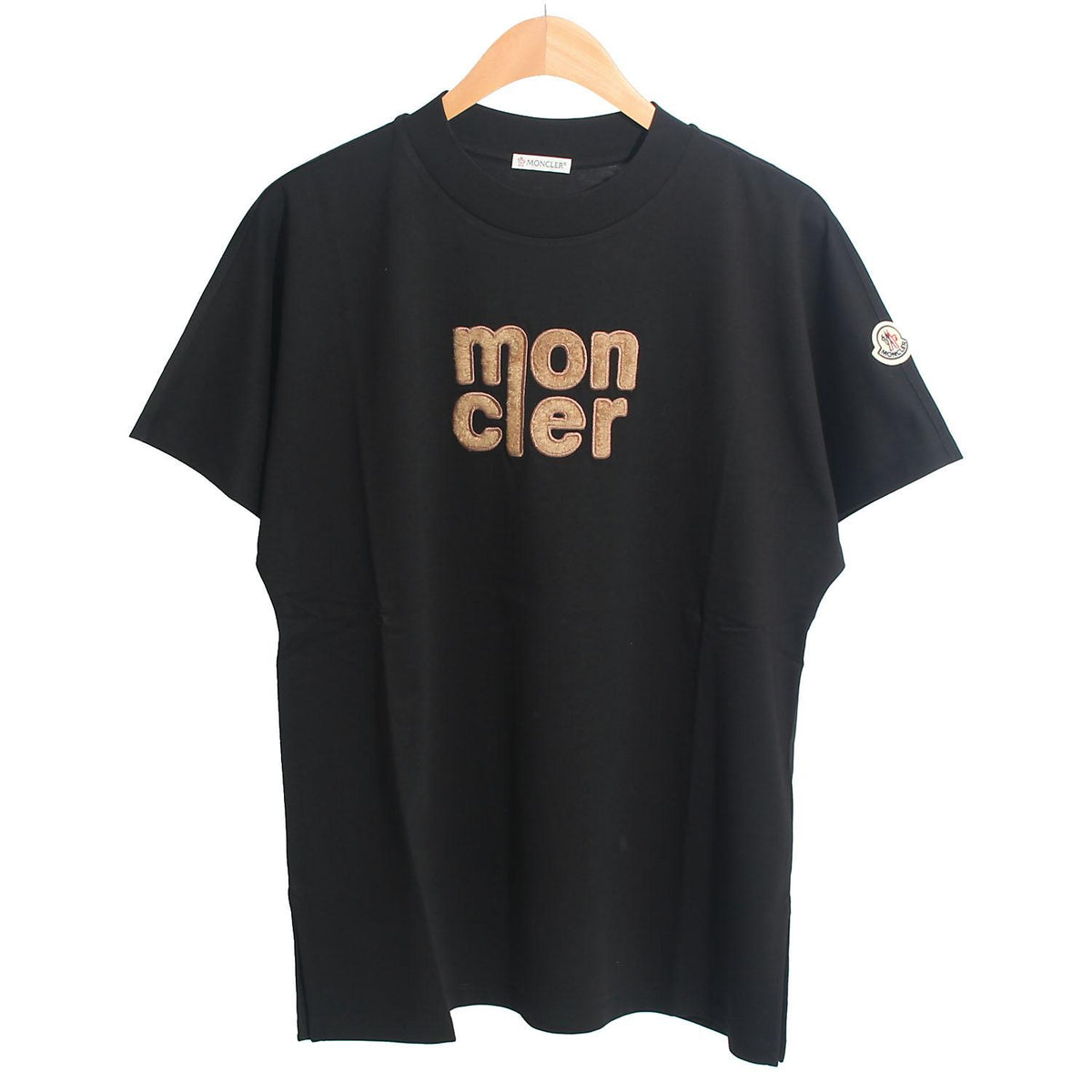 Moncler Women’s Teddy Logo Black Short Sleeve T-Shirt