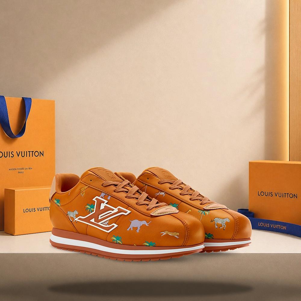 Louis Vuitton Cognac Brown Buttersoft Leather Low-Top Sneakers