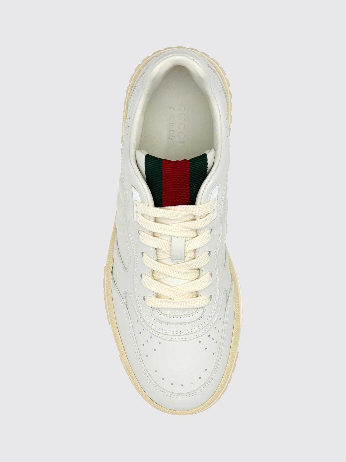 GUCCI White Leather Low Top Sneakers