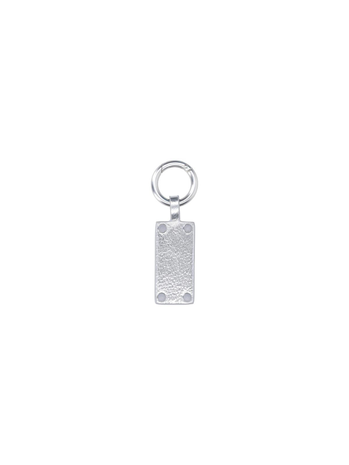 Maison Margiela Silver Tone Leather Keyring Keychain