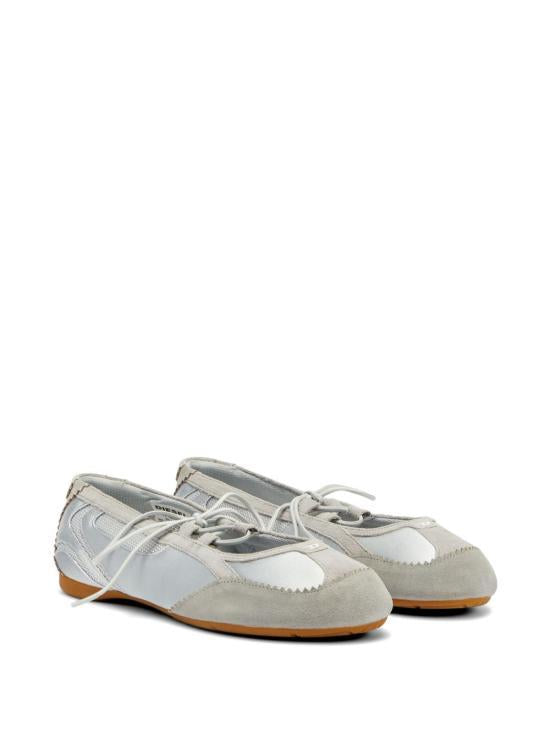 DIESEL Light Grey Leather Ballet Flats