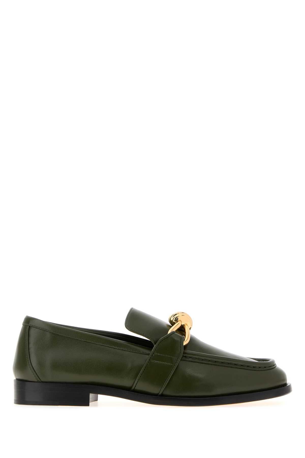 Bottega Veneta Green Leather Loafers