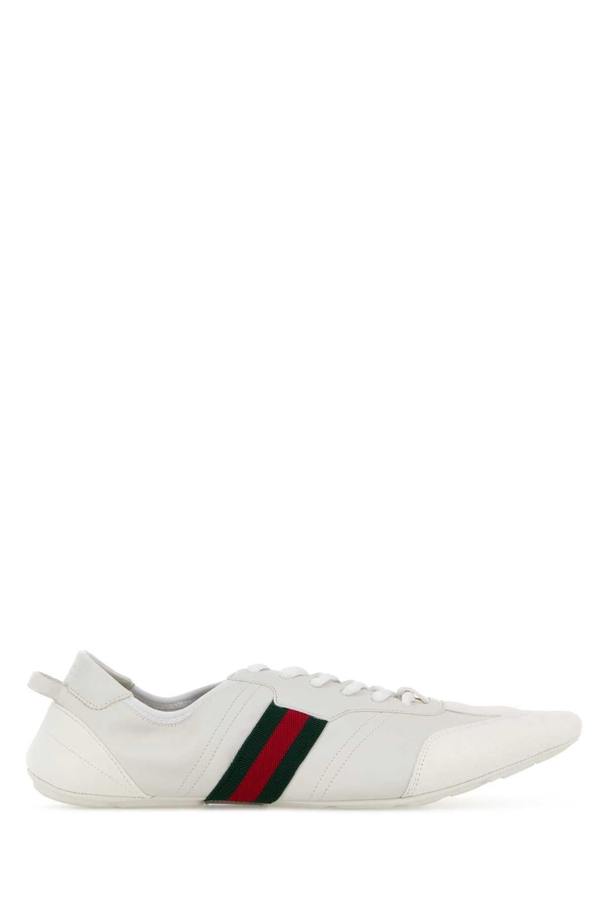 GUCCI White Leather Low-Top Sneakers