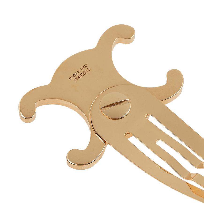 CELINE Triomphe Hair Clip for Women Orange