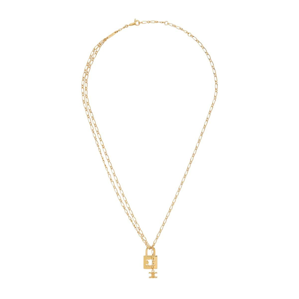 CELINE Triomphe Lock Necklace Gold-Finish Brass Pendant