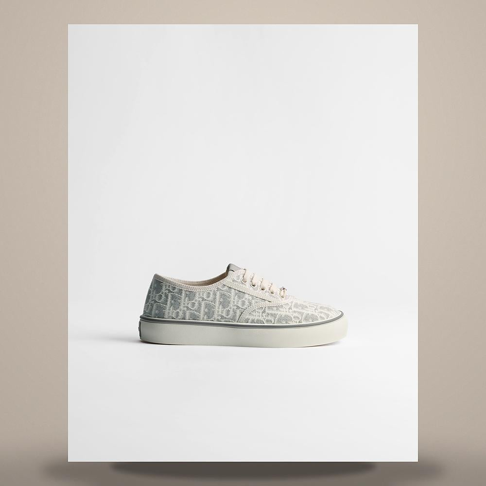 DIOR White Gray Salt Wind Sneakers Dior Oblique Embroidery Cotton KCK528OLF S47W