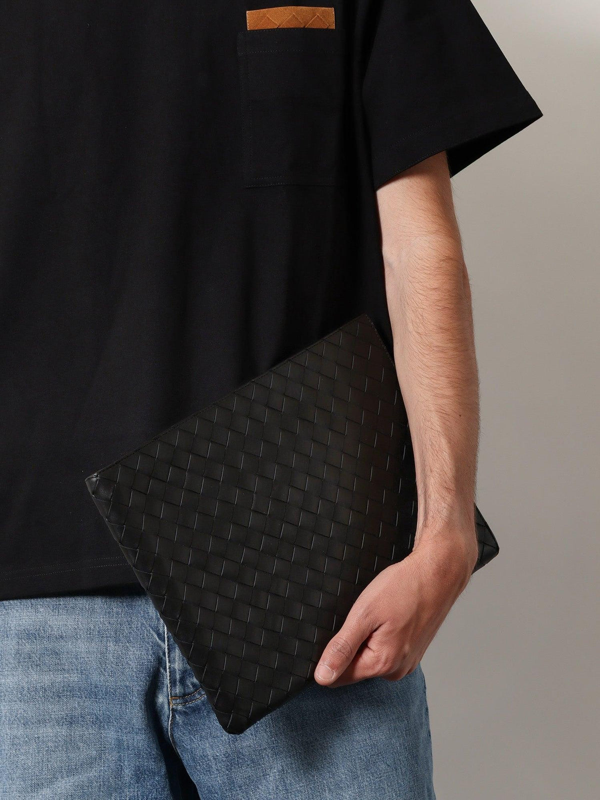 Bottega Veneta Intrecciato Leather Long Wallet Gray Men’s