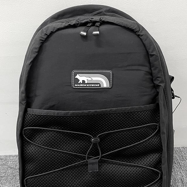 Maison Kitsune Flash Fox Logo Backpack Unisex Black Nylon NM05170WQ4034 P199