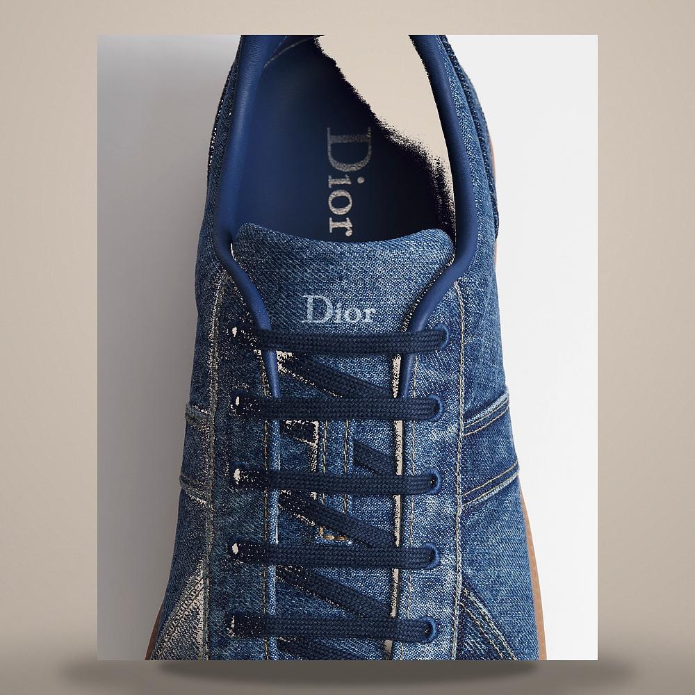 DIOR Blue Stonewashed Denim Low Top Sneakers 3SN356ABY H500