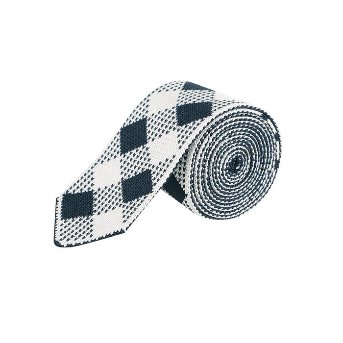 THOM BROWNE Navy Diagonal Checkerboard Silk Tie MNL044K Y4003 415