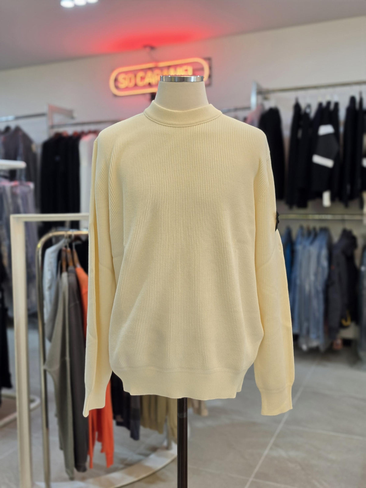 STONE ISLAND Soft Organic Cotton White Men’s Sweater Knit Top