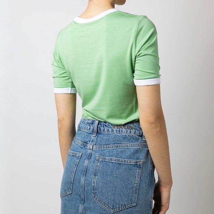 GANNI Slim Fit Logo Green Short Sleeve T-Shirt