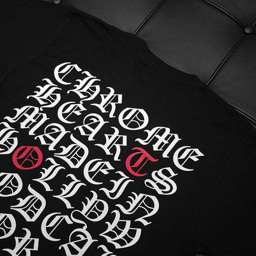 Chrome Hearts Black White Matty Boy Back Logo Lettering Print T-Shirt