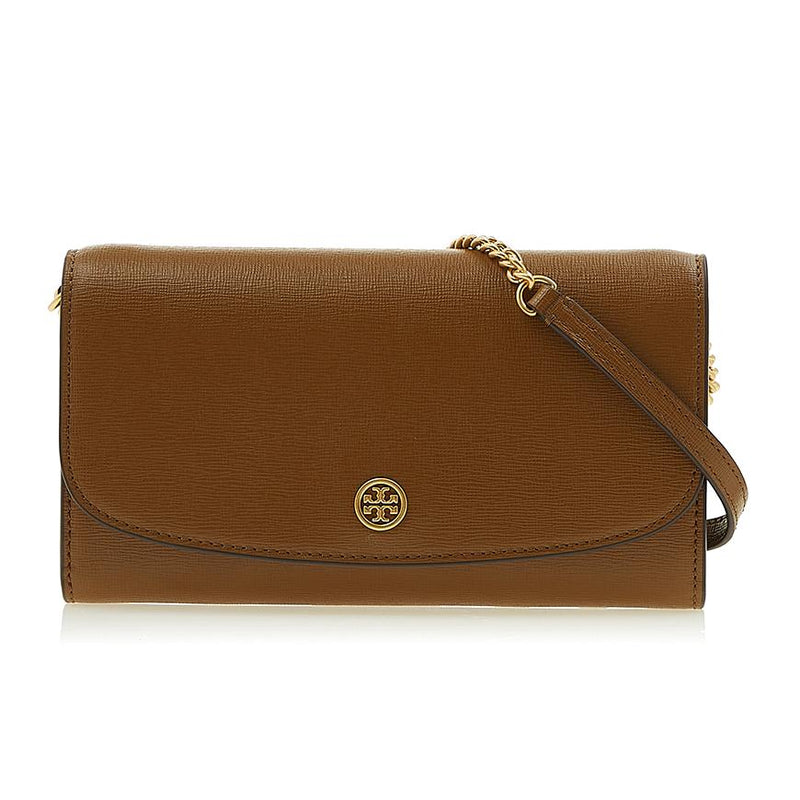 Tory Burch Robinson Chain Wallet Crossbody Bag Tan Leather