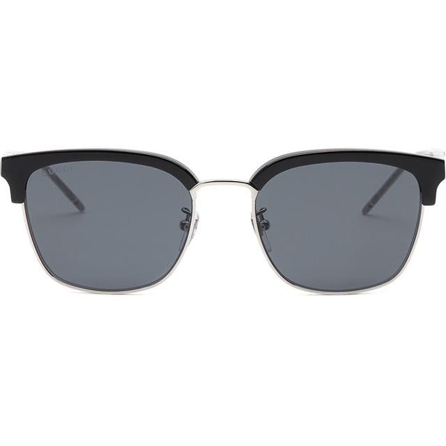 GUCCI Black Retro Square Browline Sunglasses Asian Fit Unisex