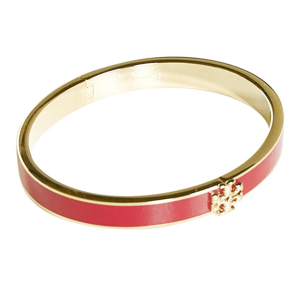 Tory Burch Kira Enamel Bangle Bracelet Red