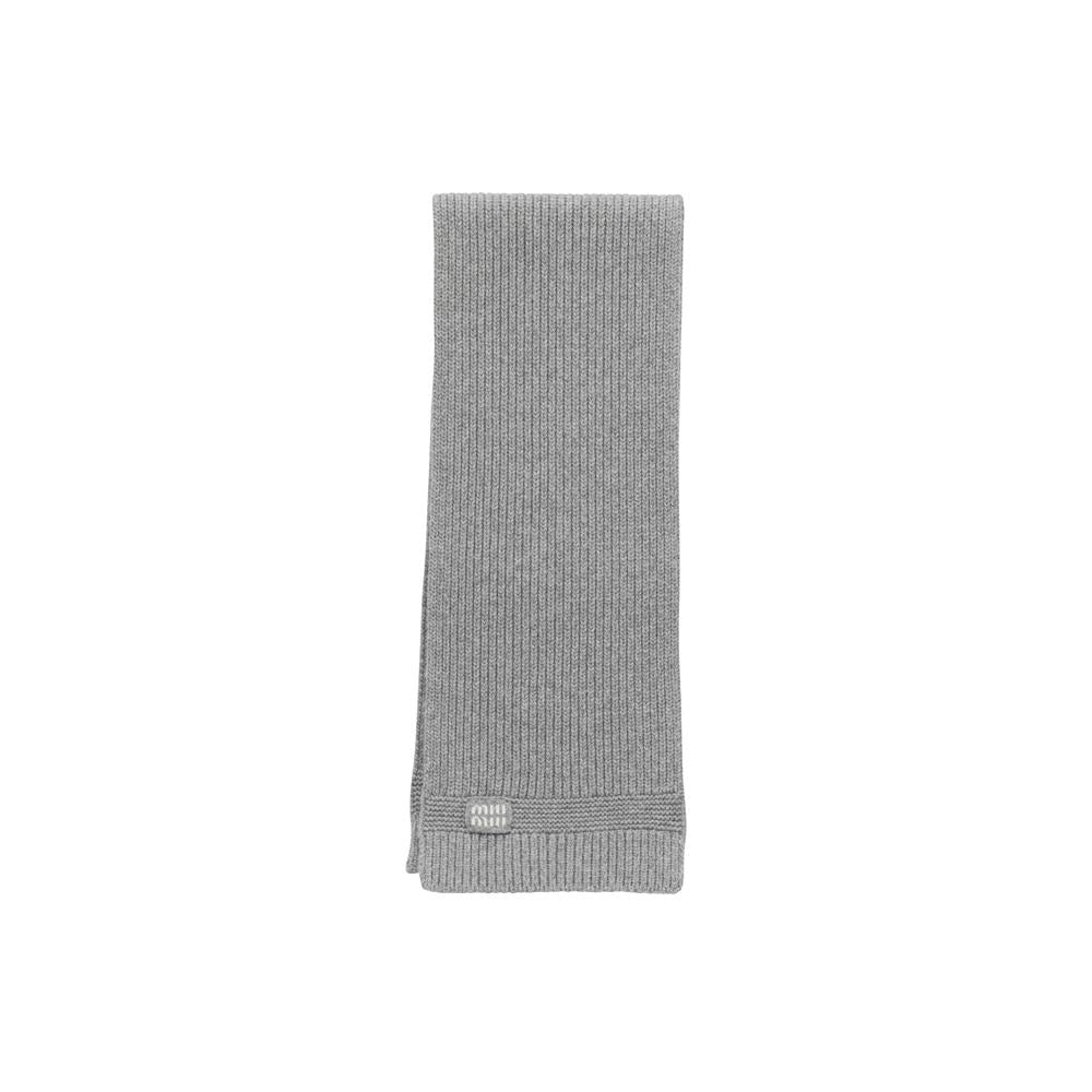 Miu Miu Signature Logo Cashmere Scarf Gray