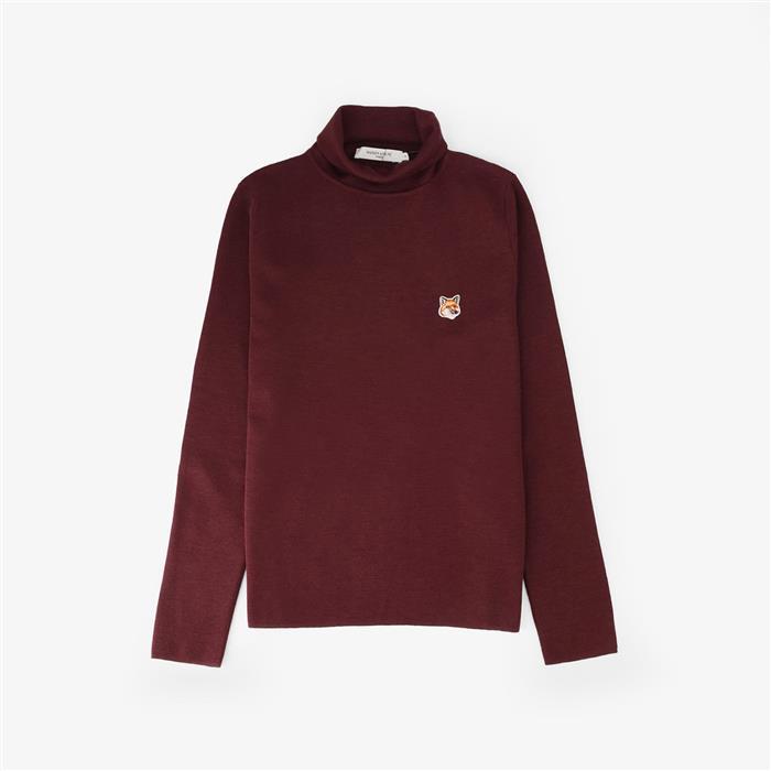 Maison Kitsune Fox Head Patch Turtleneck Knit Sweater Navy