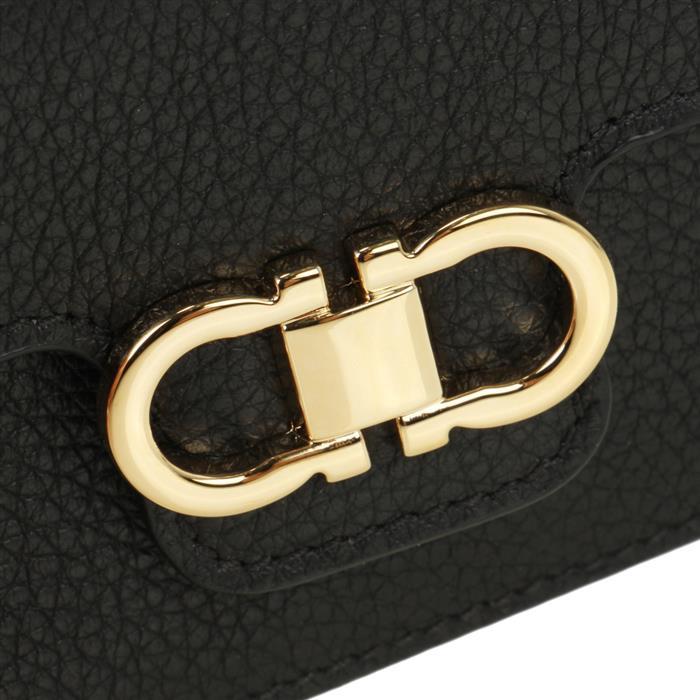 Ferragamo Gancini Keyring Card Holder Wallet Navy Leather