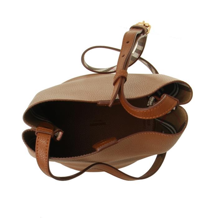 BURBERRY Double-Faced Inner Check Bucket Shoulder Bag